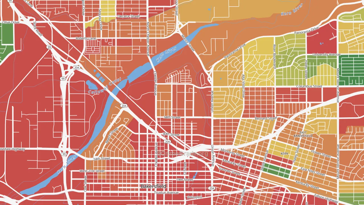 Homaker Park, Bakersfield, CA Map of Burglary Rates