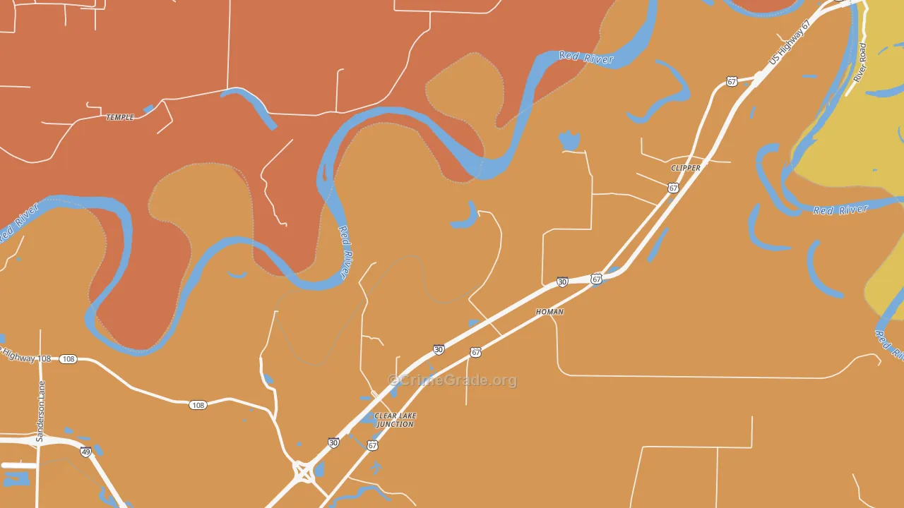 Homan, AR Map of Burglary Rates