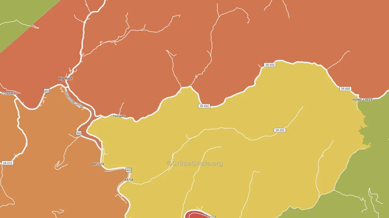 Home Creek, VA Map of Burglary Rates