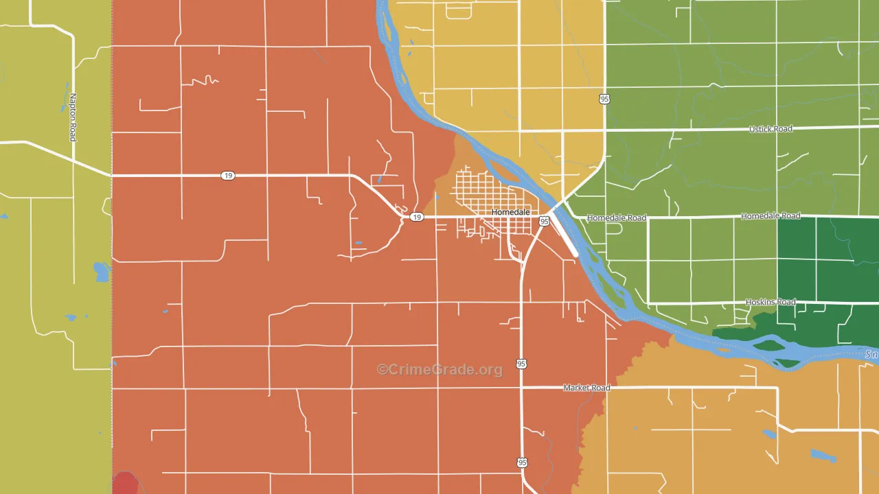 Homedale, ID Map of Burglary Rates