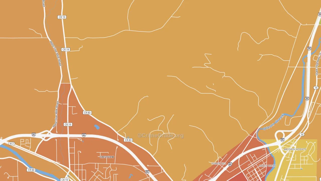 Homer Hill, NY Map of Burglary Rates