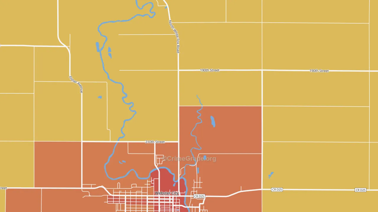 Homer, IA Map of Burglary Rates