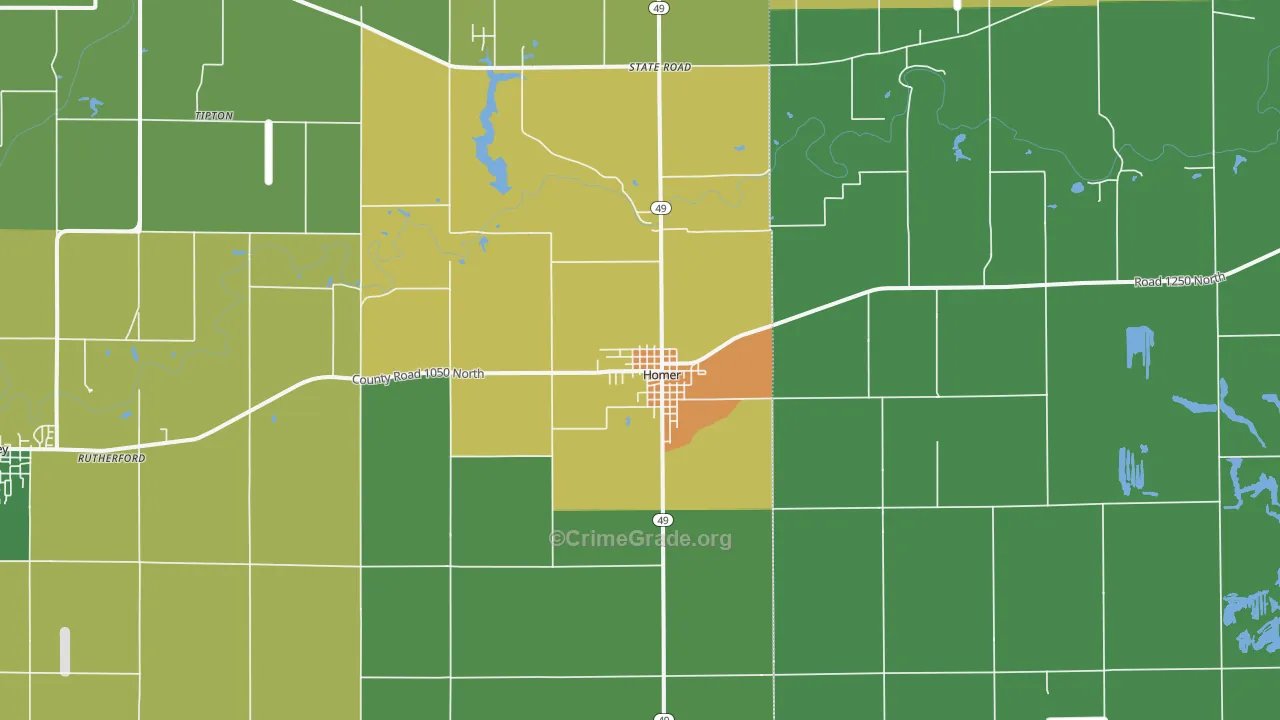 Homer, IL Map of Burglary Rates