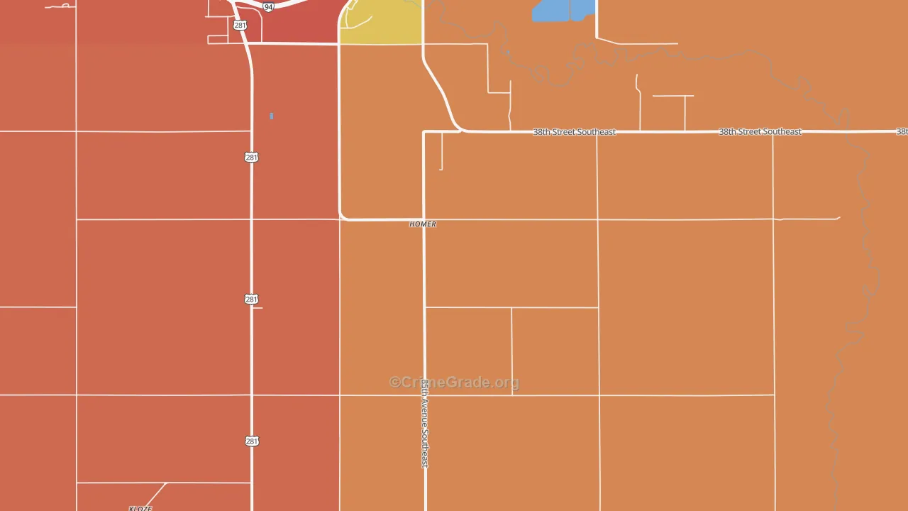 Homer, ND Map of Burglary Rates