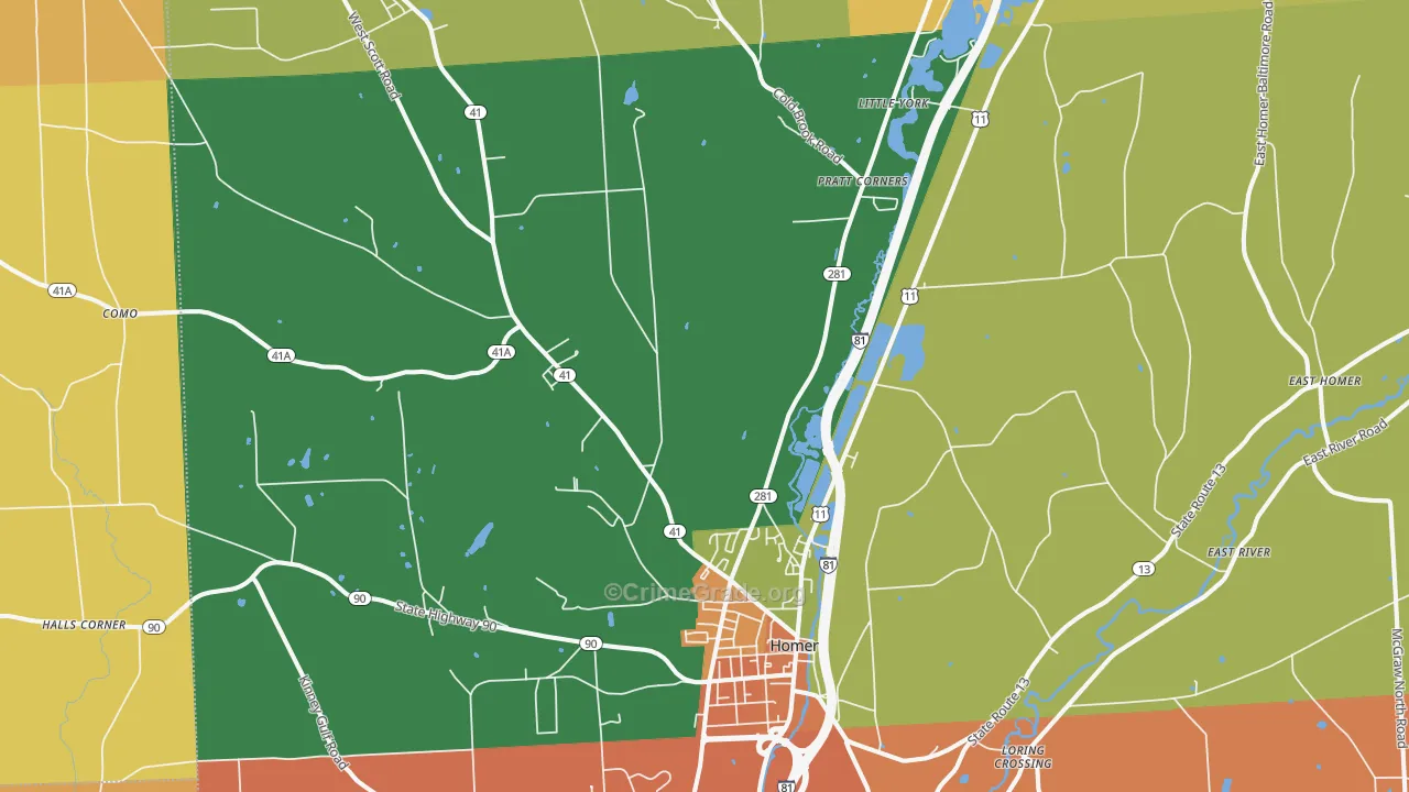 Homer, NY Map of Burglary Rates