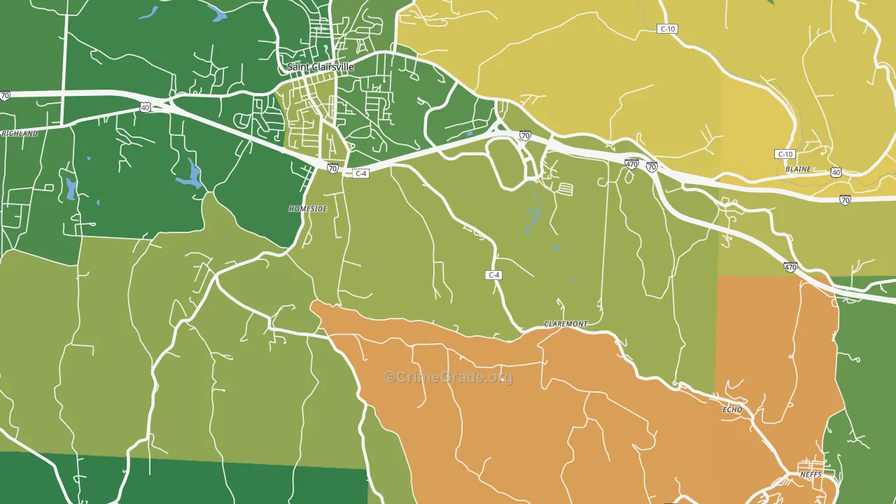 Homeside, OH Map of Burglary Rates