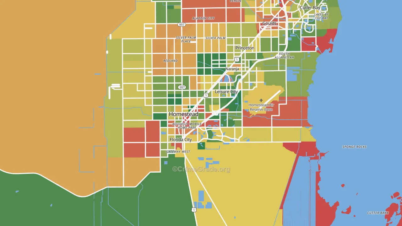 Homestead, FL Map of Burglary Rates