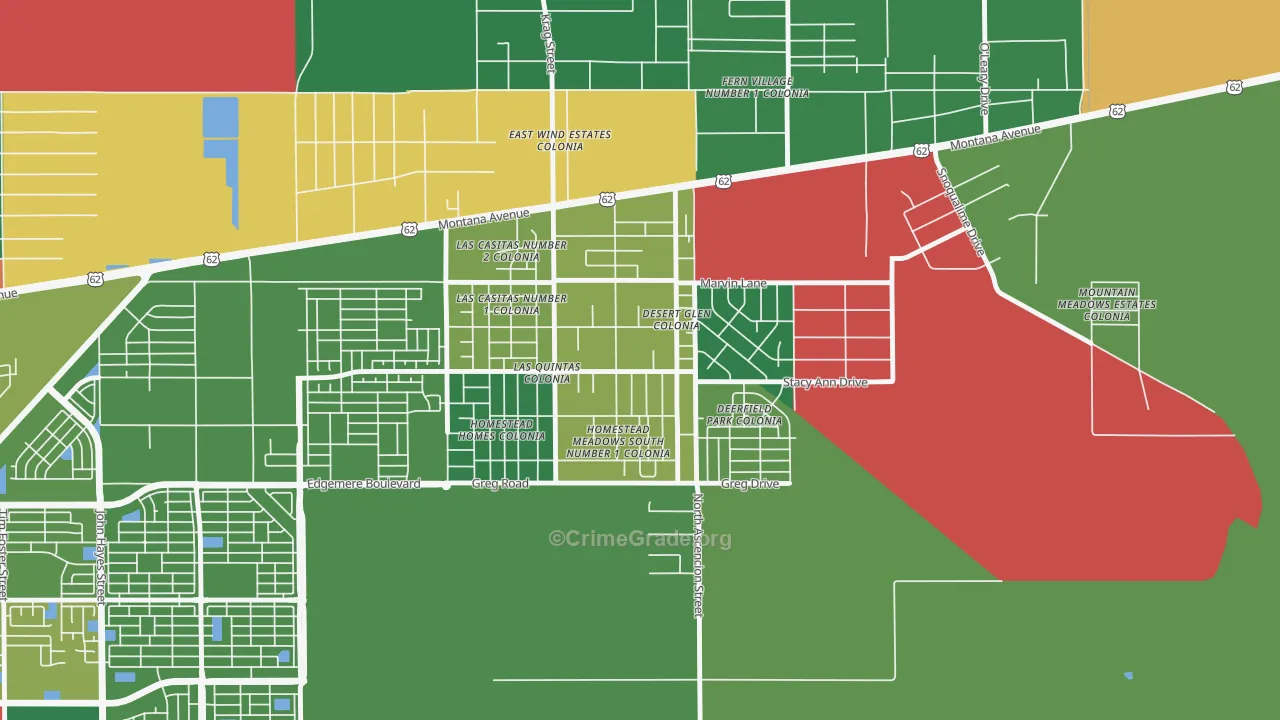 Homestead Meadows South, TX Map of Burglary Rates
