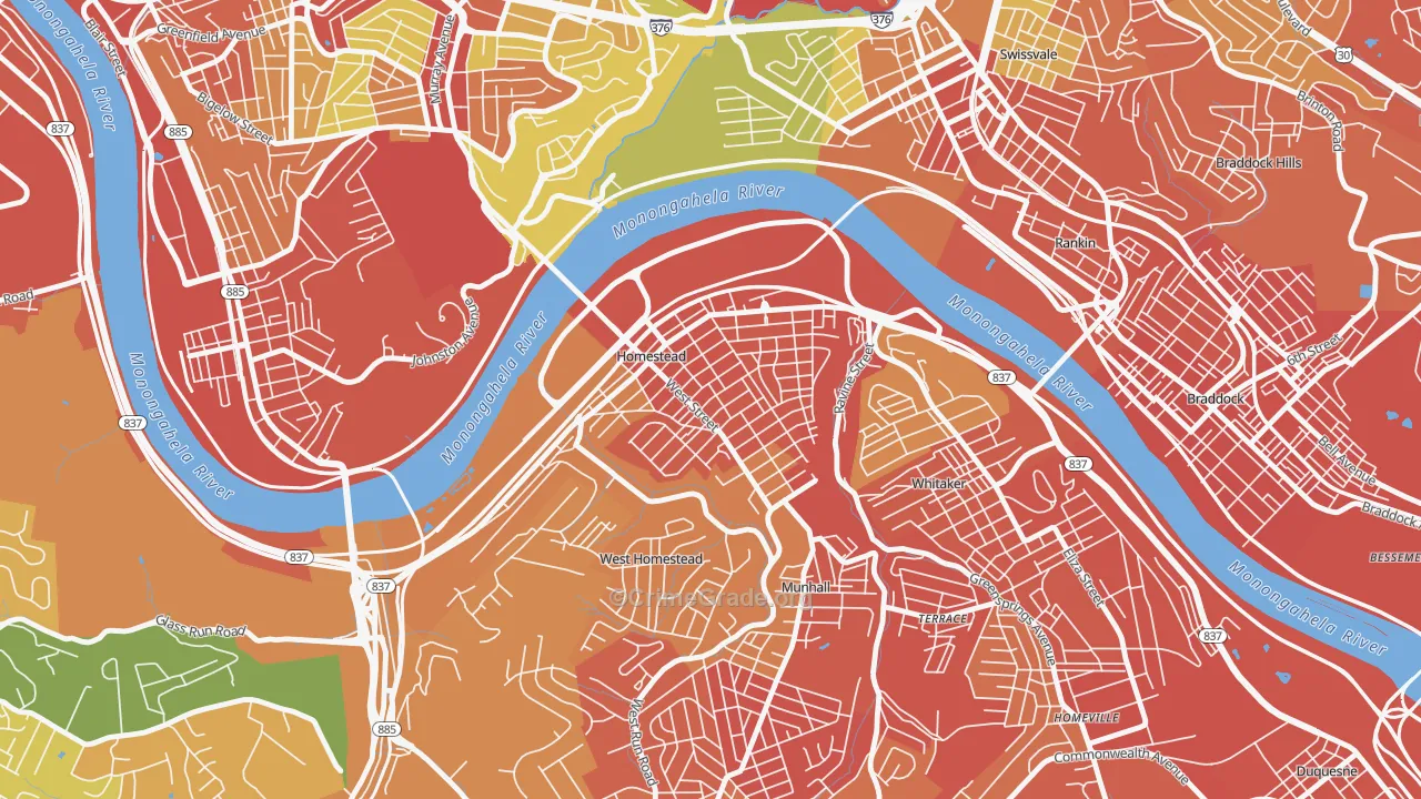 Homestead Park, Homestead, PA Map of Burglary Rates