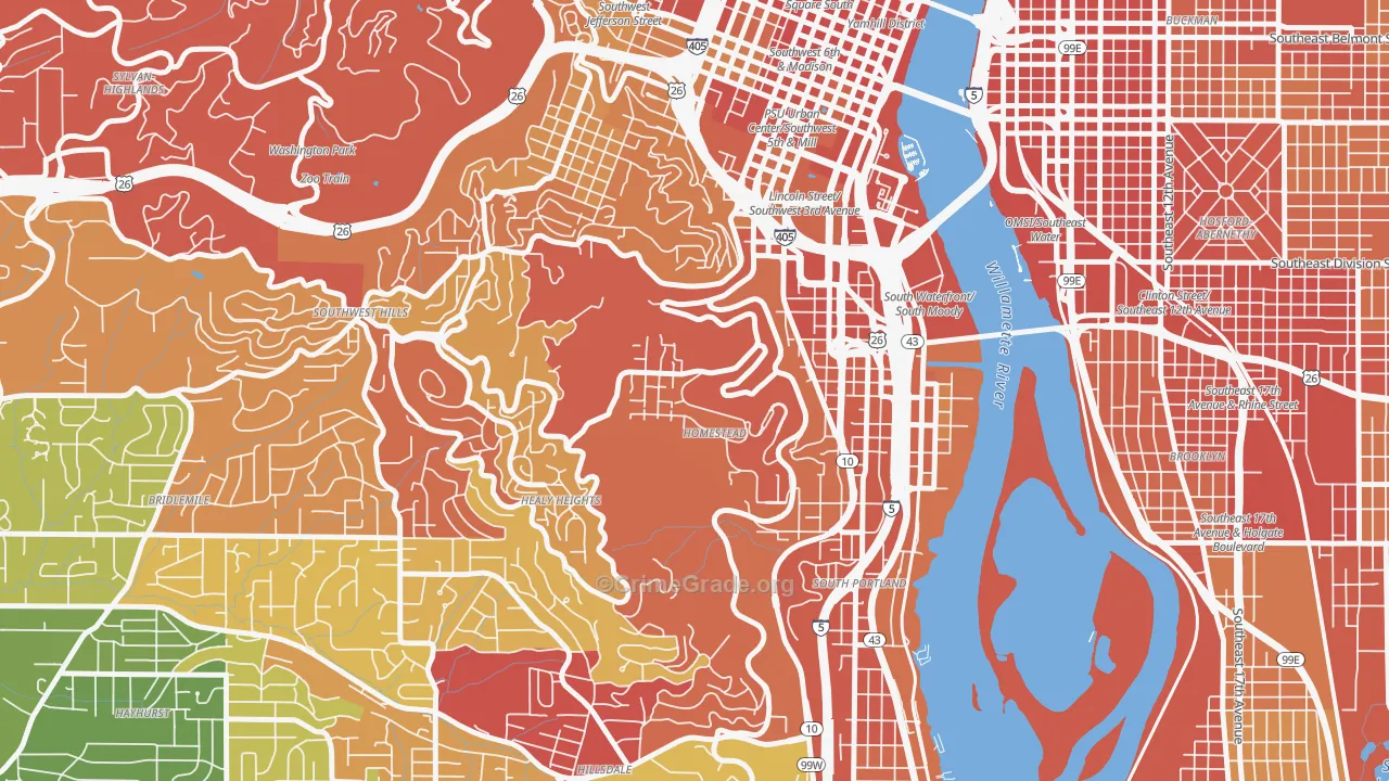 Homestead, Portland, OR Map of Burglary Rates