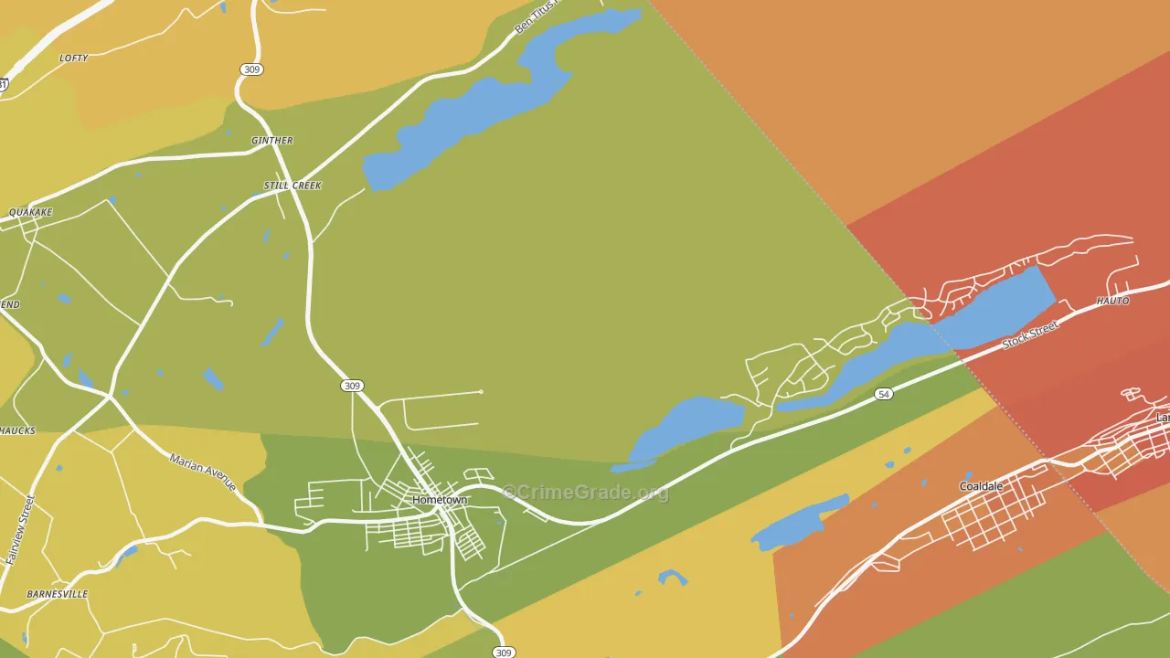Hometown, PA Map of Burglary Rates