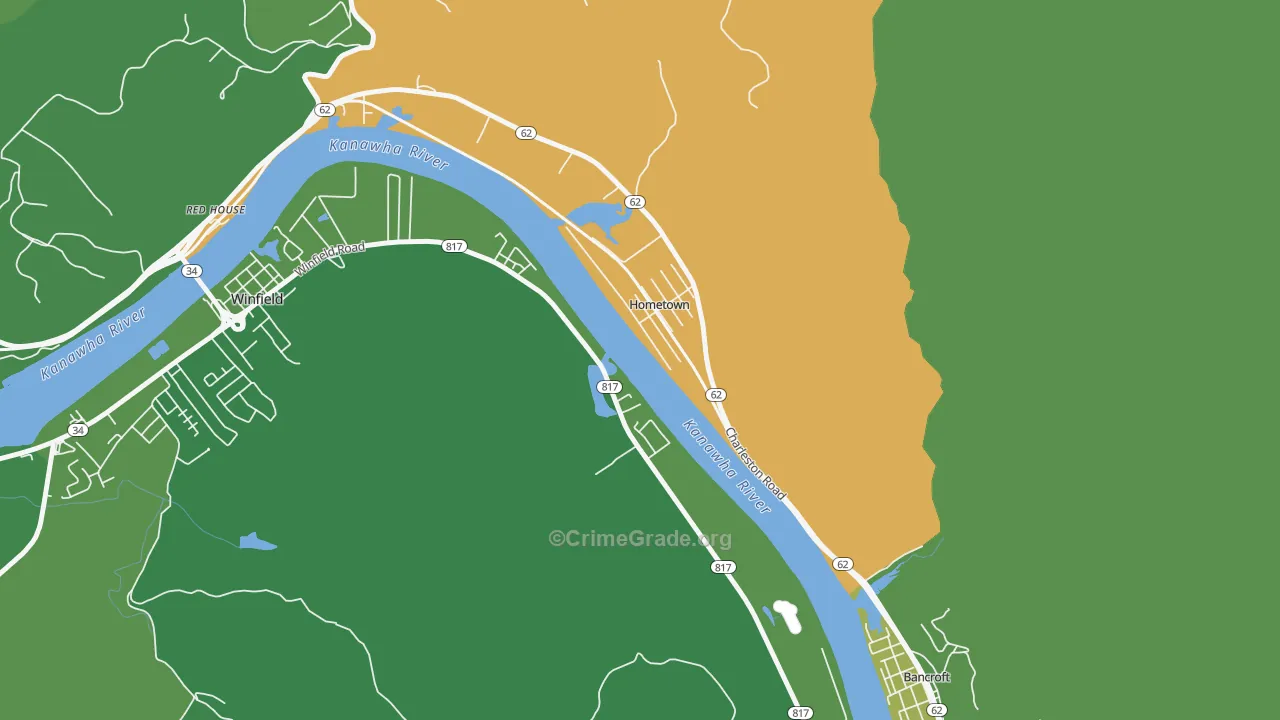 Hometown, WV Map of Burglary Rates