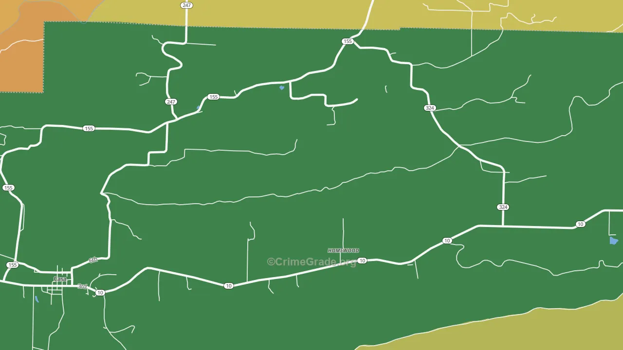 Homewood, AR Map of Burglary Rates