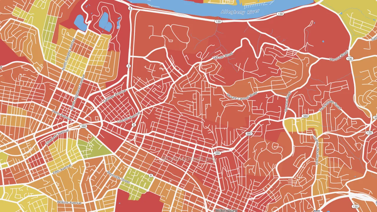 Homewood North, Pittsburgh, PA Map of Burglary Rates