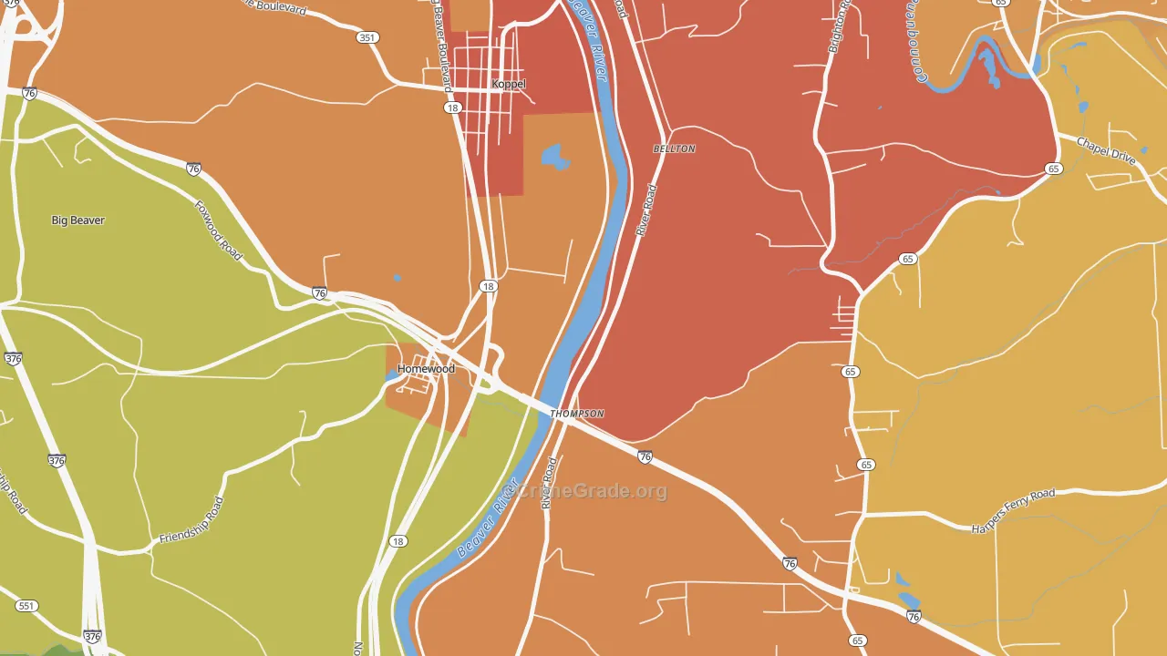 Homewood, PA Map of Burglary Rates