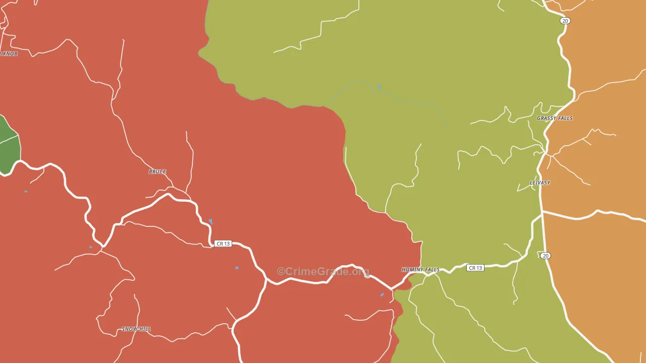 Hominy Falls, WV Map of Burglary Rates