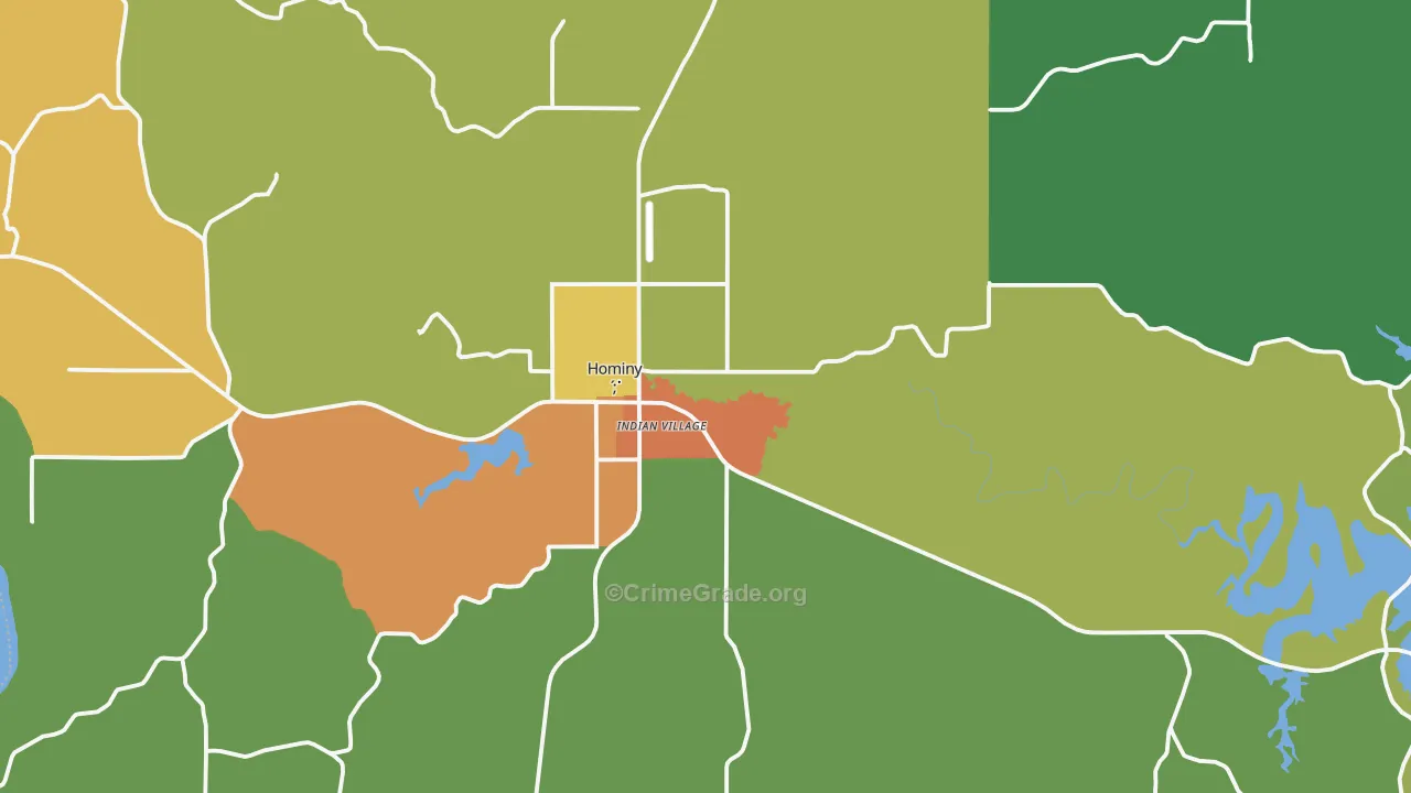 Hominy, OK Map of Burglary Rates