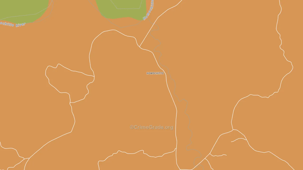 Homochitto, MS Map of Burglary Rates