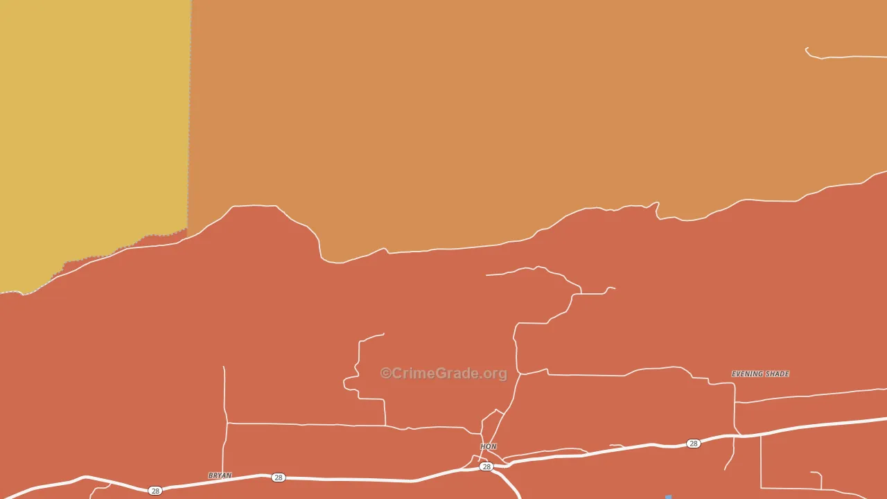 Hon, AR Map of Burglary Rates