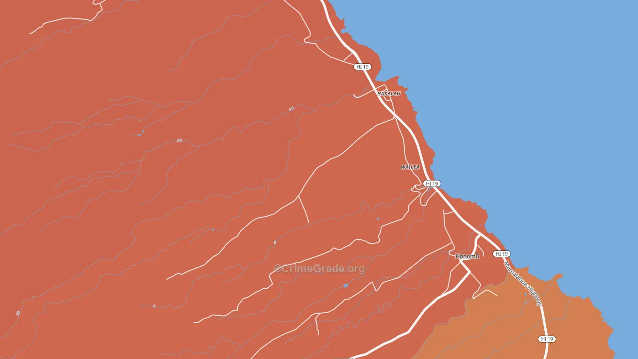 Honaunau, HI Map of Burglary Rates