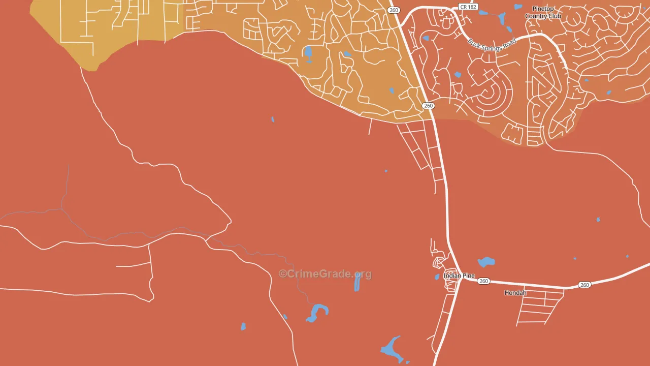 Hondah, AZ Map of Burglary Rates