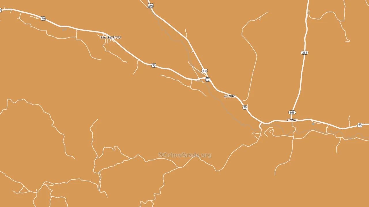 Hondo, NM Map of Burglary Rates