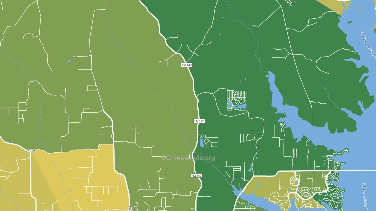 Honea, TX Map of Burglary Rates