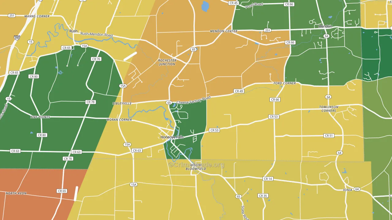 Honeoye Falls, NY Map of Burglary Rates