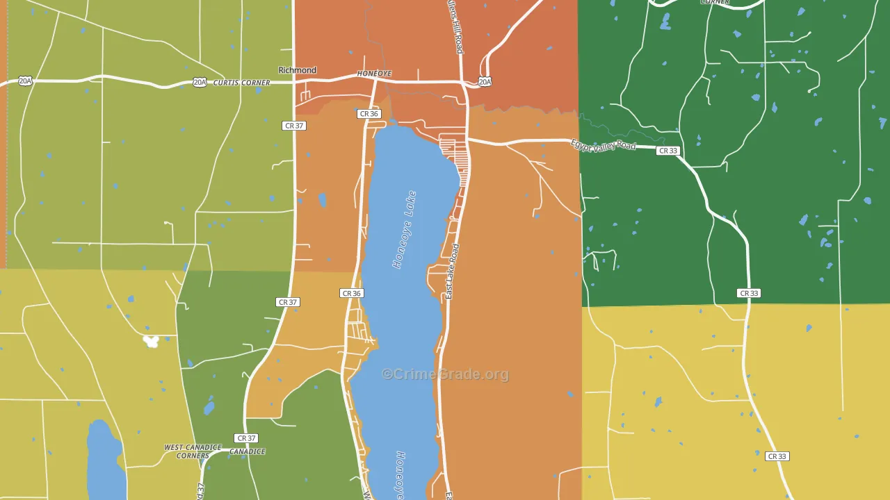 Honeoye, NY Map of Burglary Rates