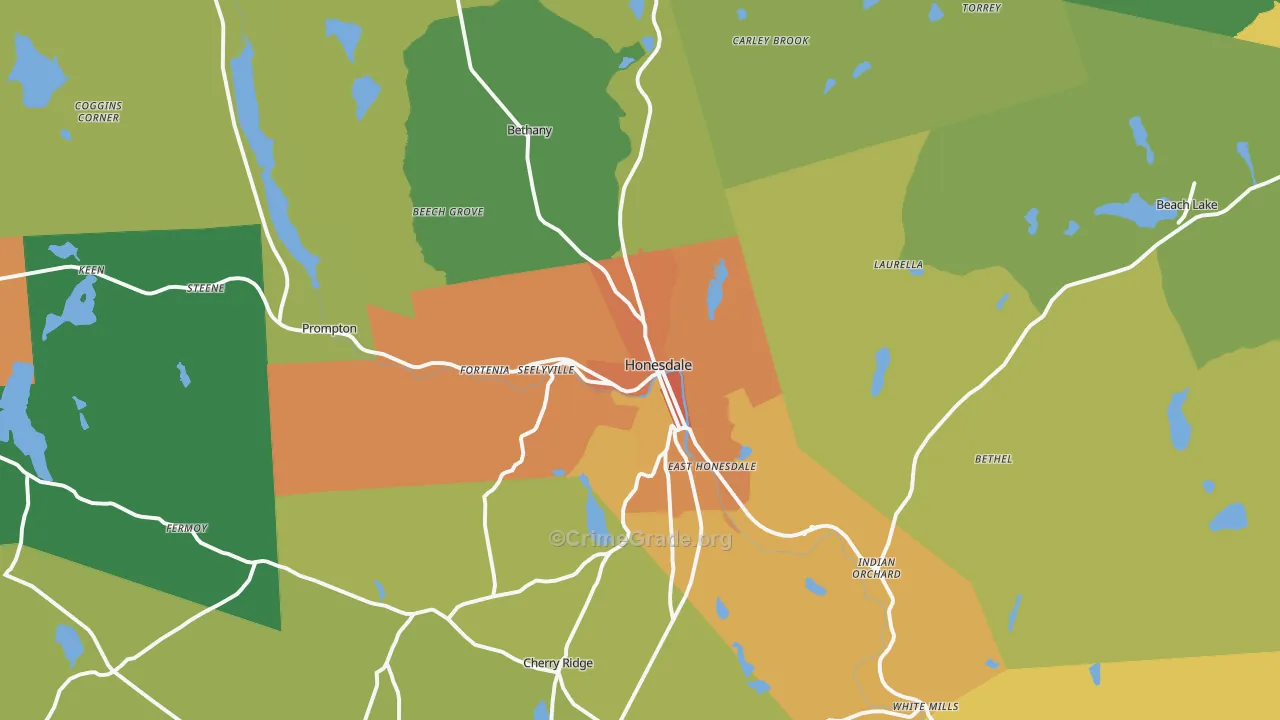 Honesdale, PA Map of Burglary Rates