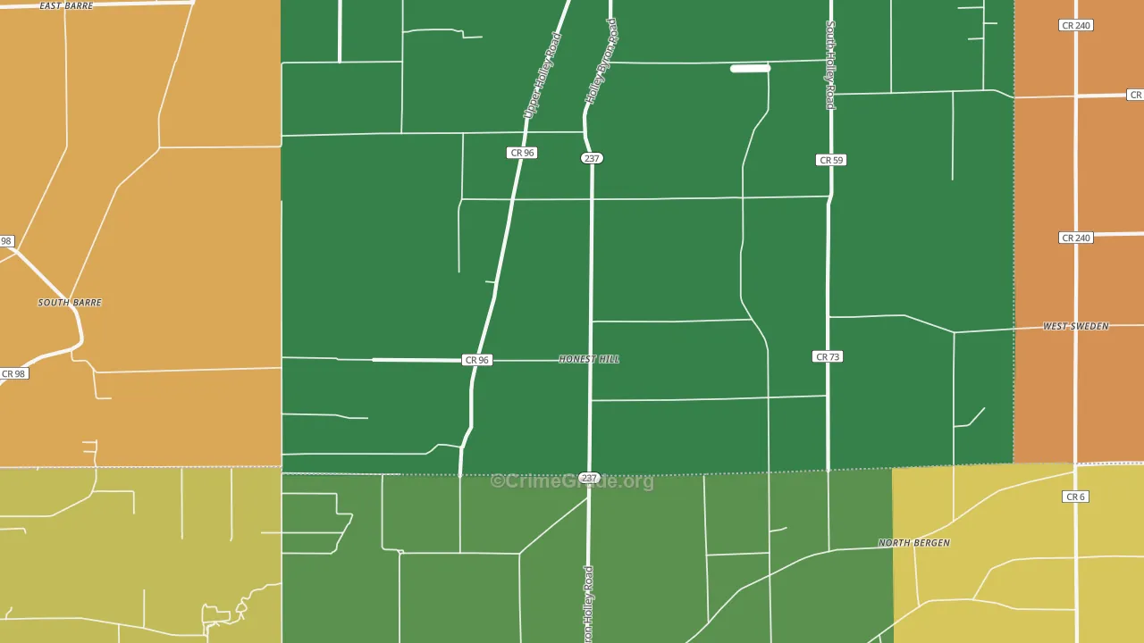 Honest Hill, NY Map of Burglary Rates