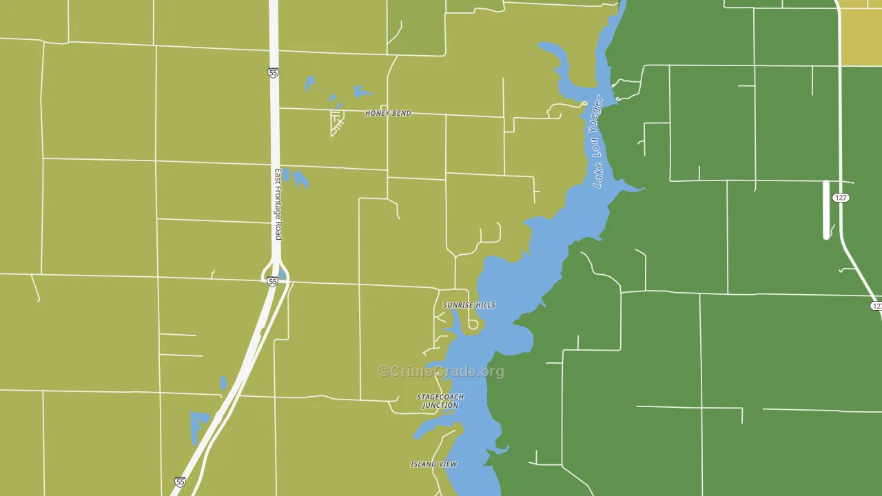 Honey Bend, IL Map of Burglary Rates