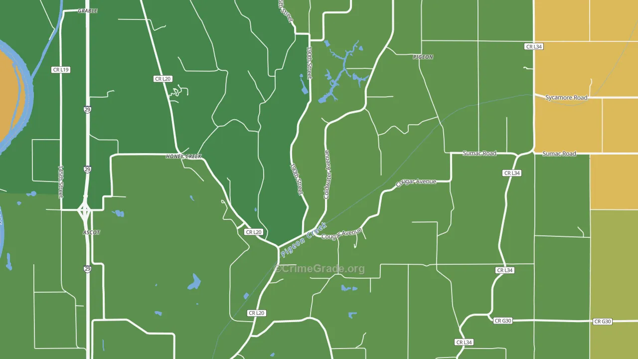 Honey Creek, IA Map of Burglary Rates