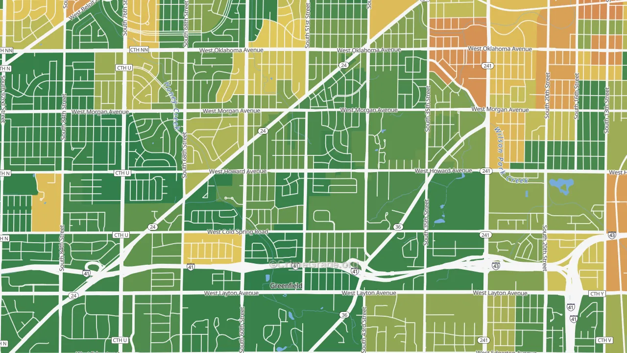 Honey Creek Manor, Milwaukee, WI Map of Burglary Rates