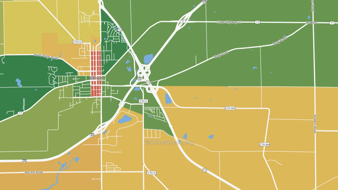 Honey Creek, WI Map of Burglary Rates