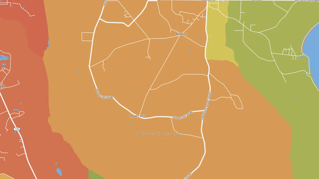 Honey Hill, NC Map of Burglary Rates