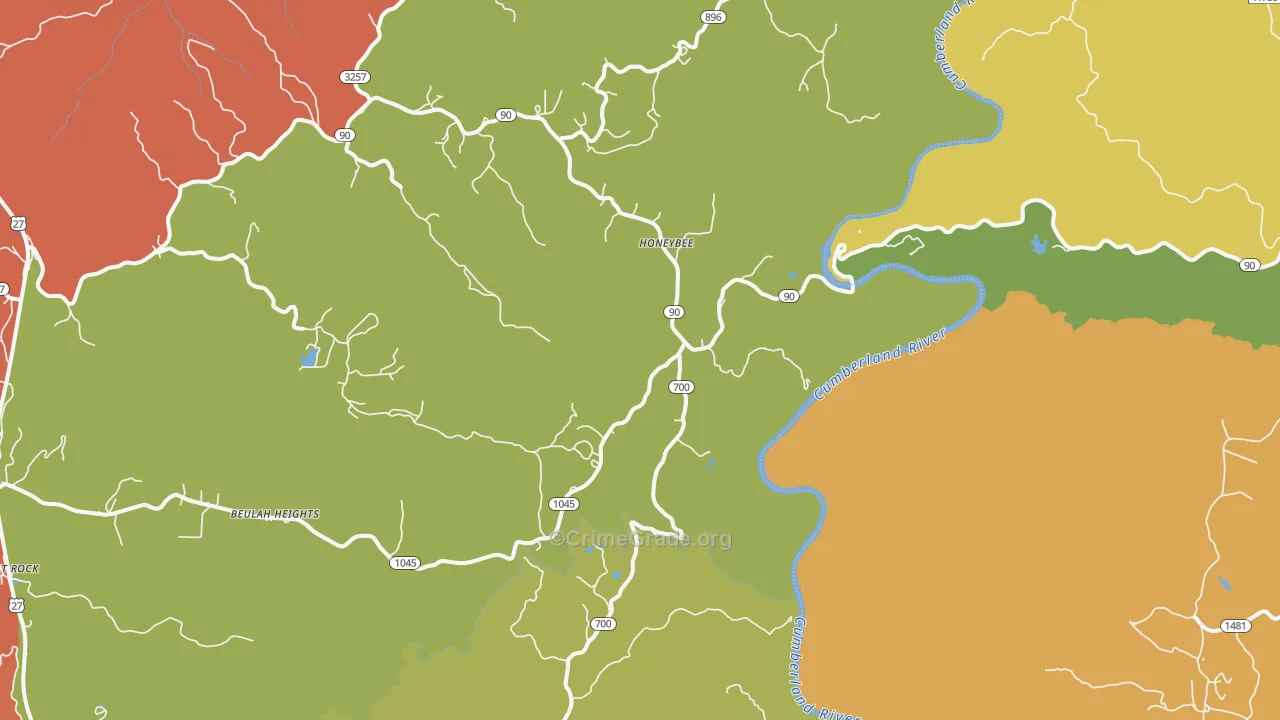 Honeybee, KY Map of Burglary Rates