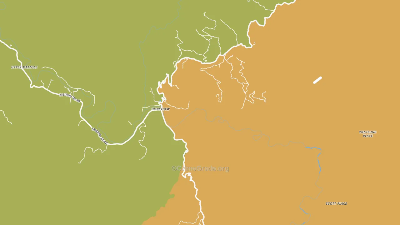 Honeydew, CA Map of Burglary Rates