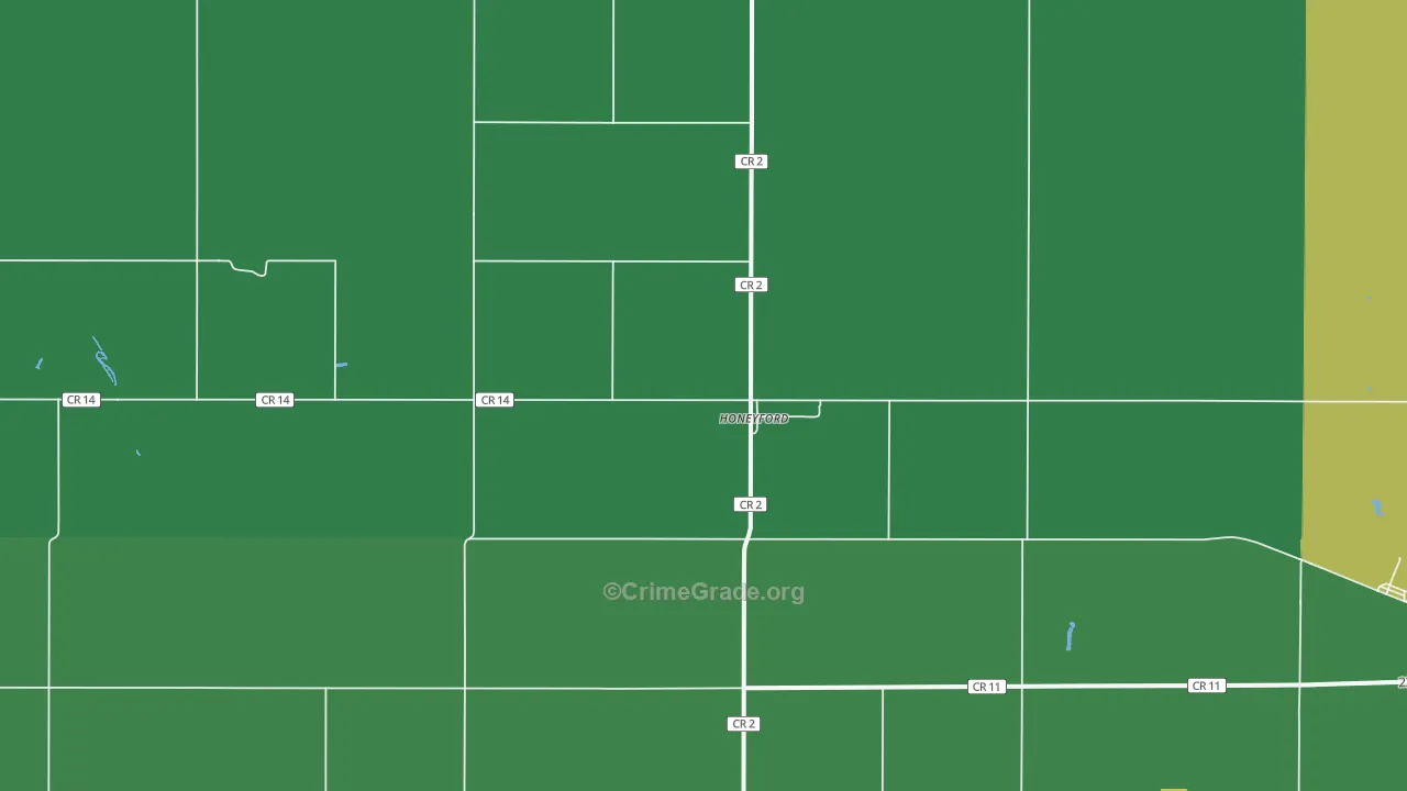 Honeyford, ND Map of Burglary Rates
