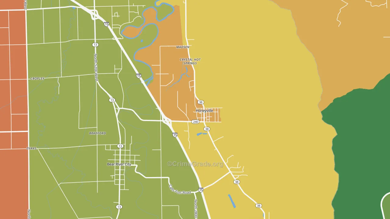 Honeyville, UT Map of Burglary Rates