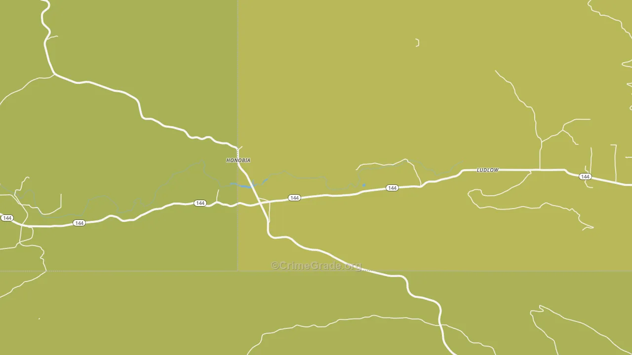 Honobia, OK Map of Burglary Rates