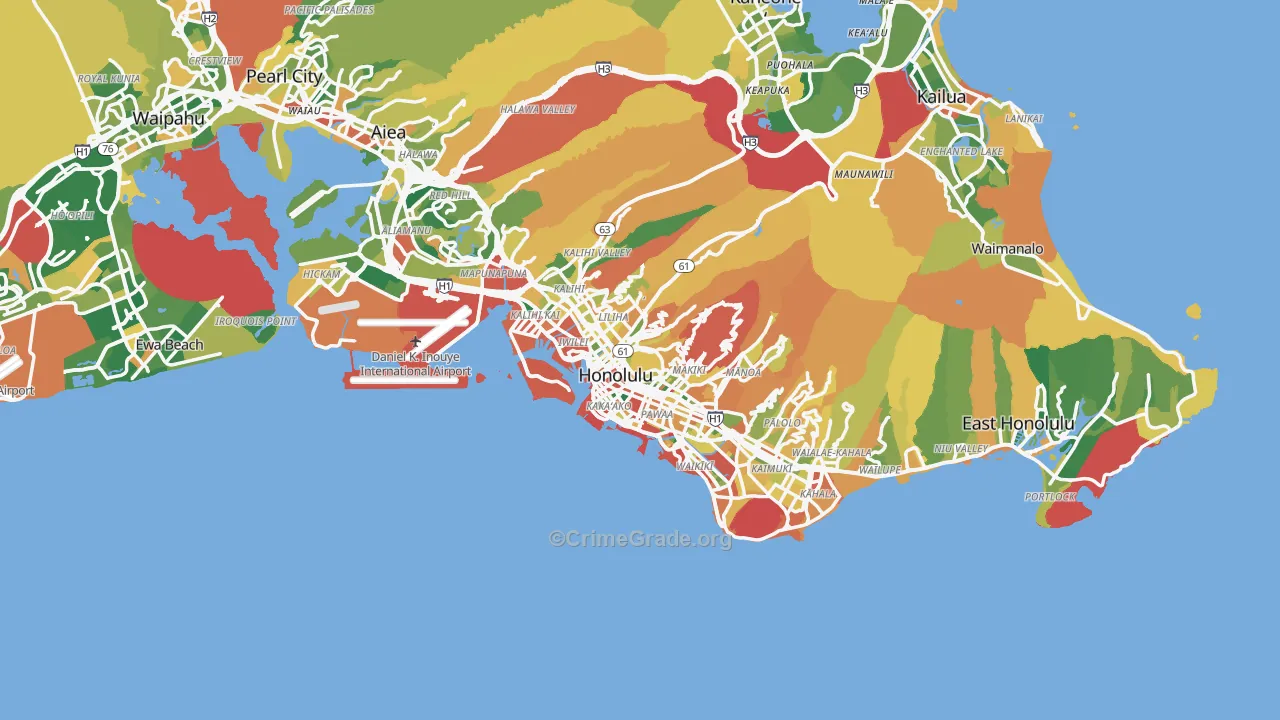 Honolulu, HI Map of Burglary Rates
