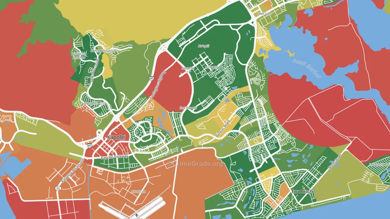 Honouliuli, HI Map of Burglary Rates