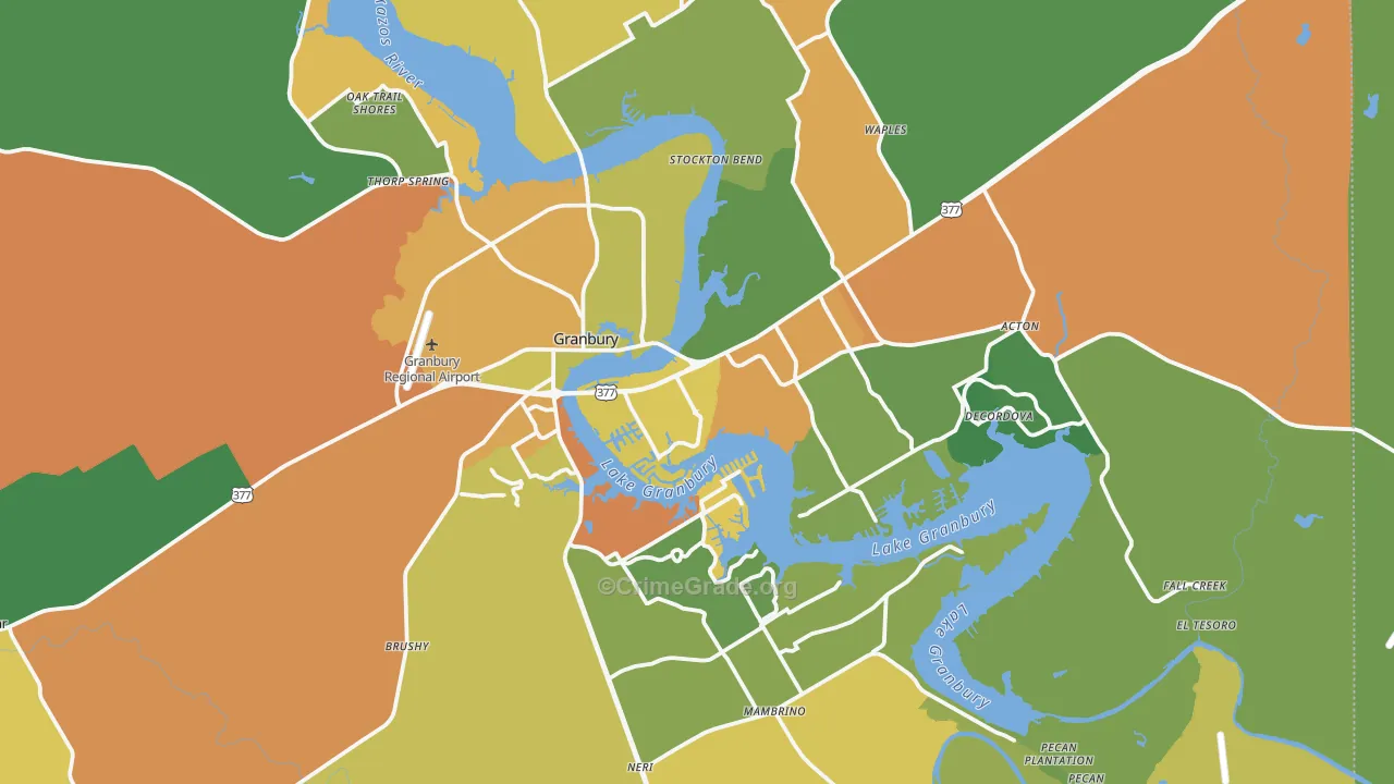Hood County, TX Map of Burglary Rates
