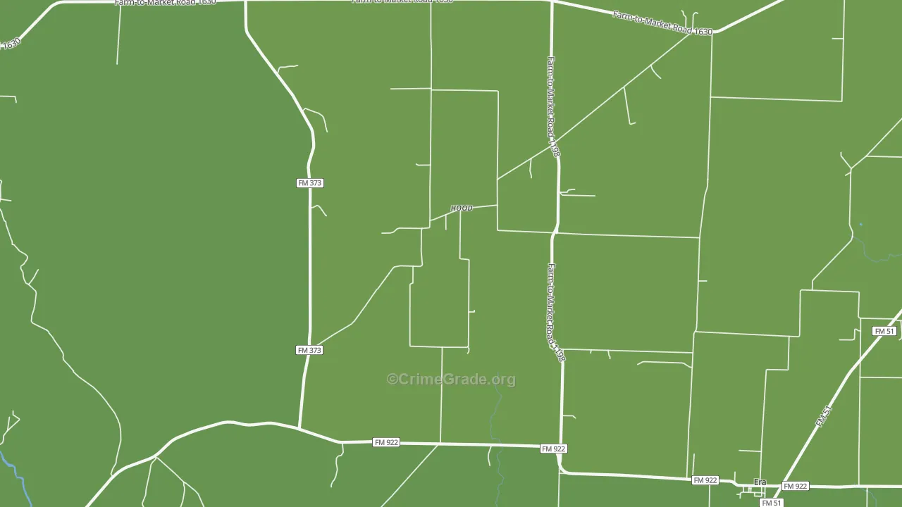 Hood, TX Map of Burglary Rates