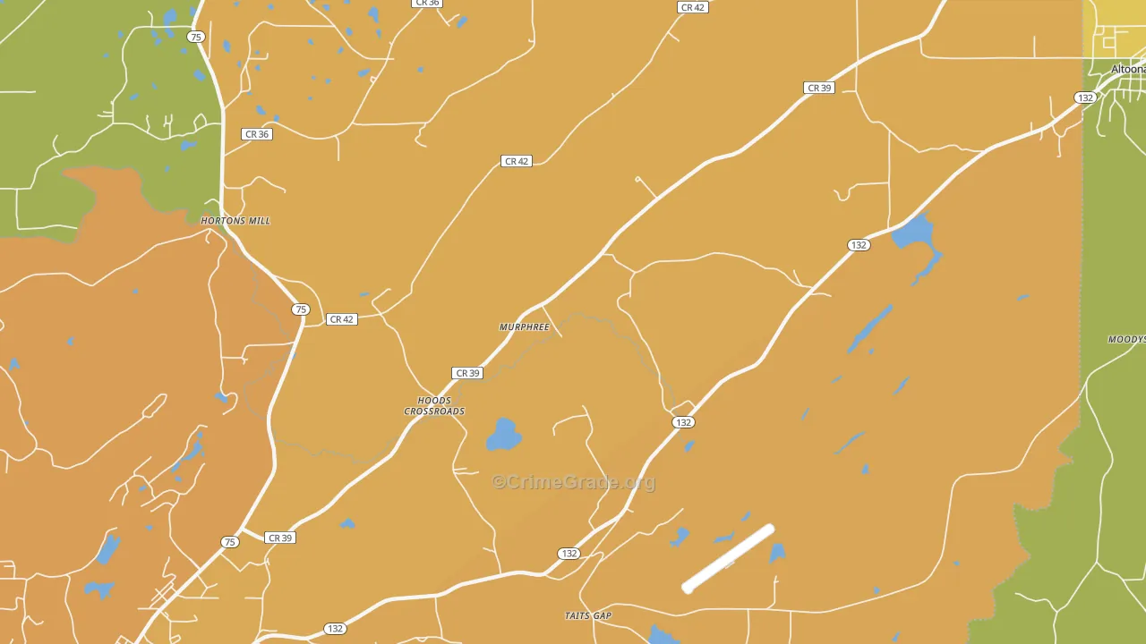 Hoods Crossroads, AL Map of Burglary Rates