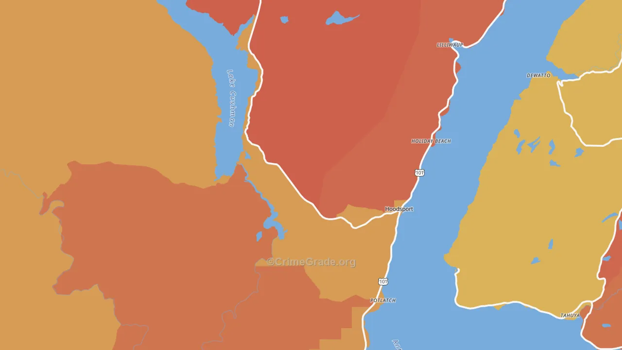 Hoodsport, WA Map of Burglary Rates