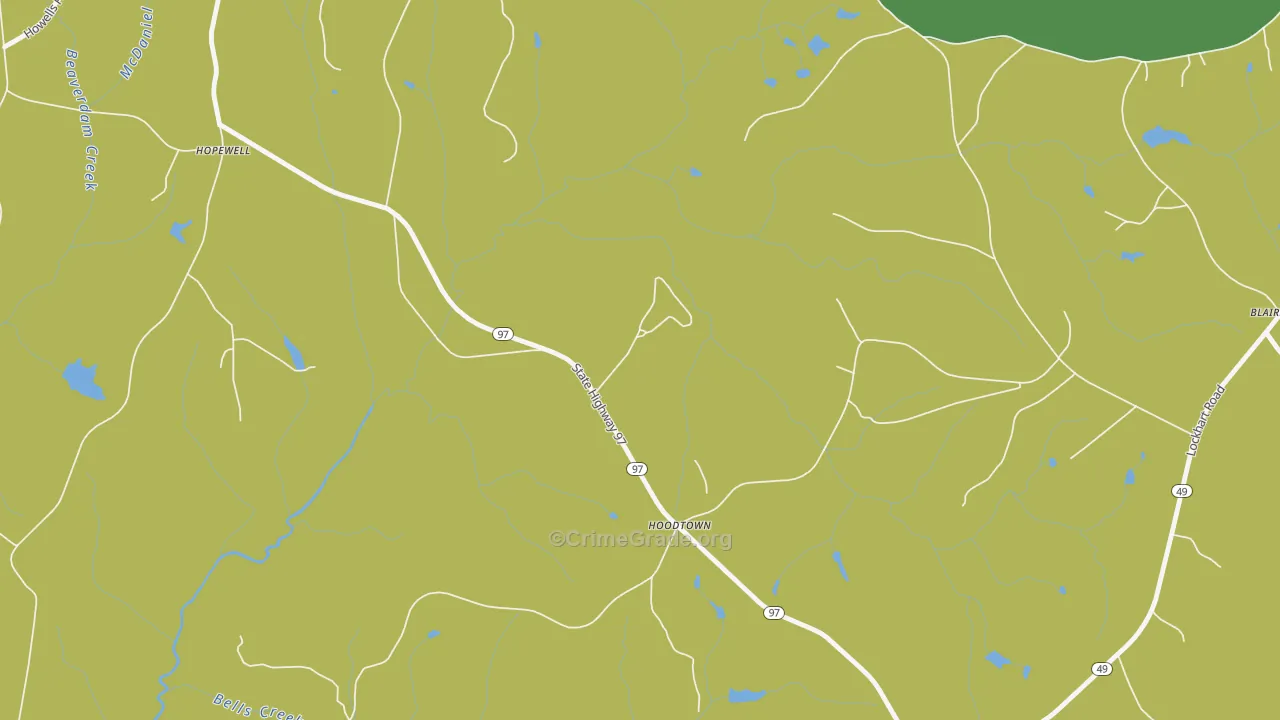 Hoodtown, SC Map of Burglary Rates