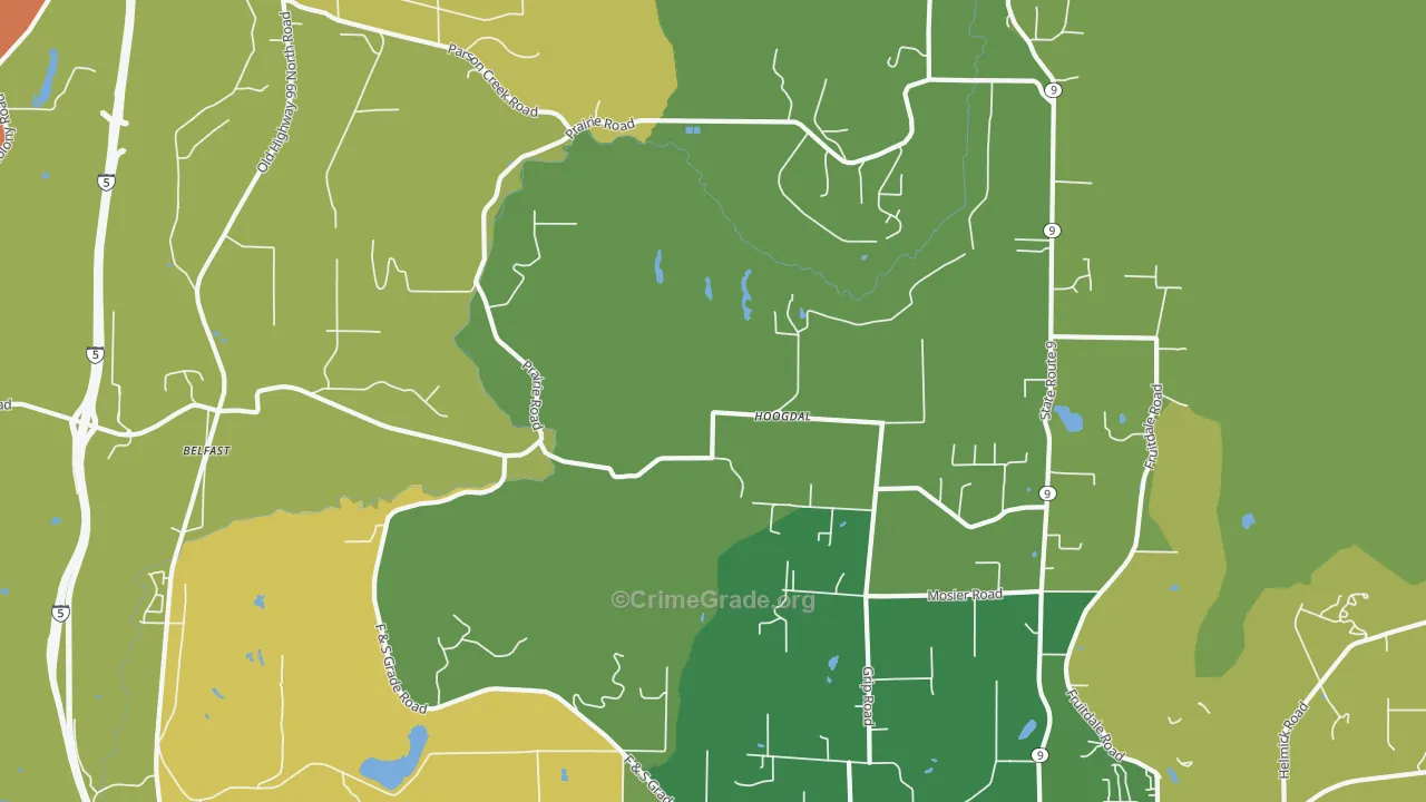 Hoogdal, WA Map of Burglary Rates