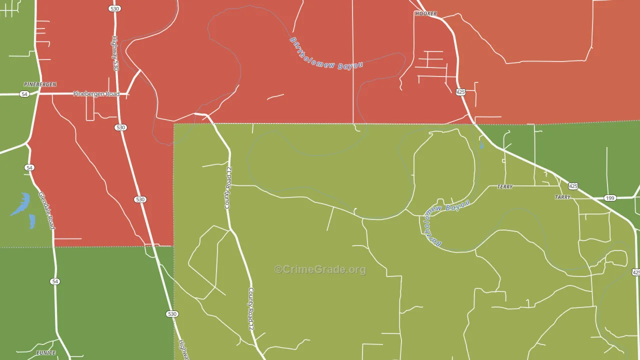 Hooker, AR Map of Burglary Rates